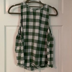 Green Gingham Sleeveless Top